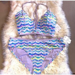Women's Plus Size Wave Print Bikini Swimsuit Bathing Suit 1X